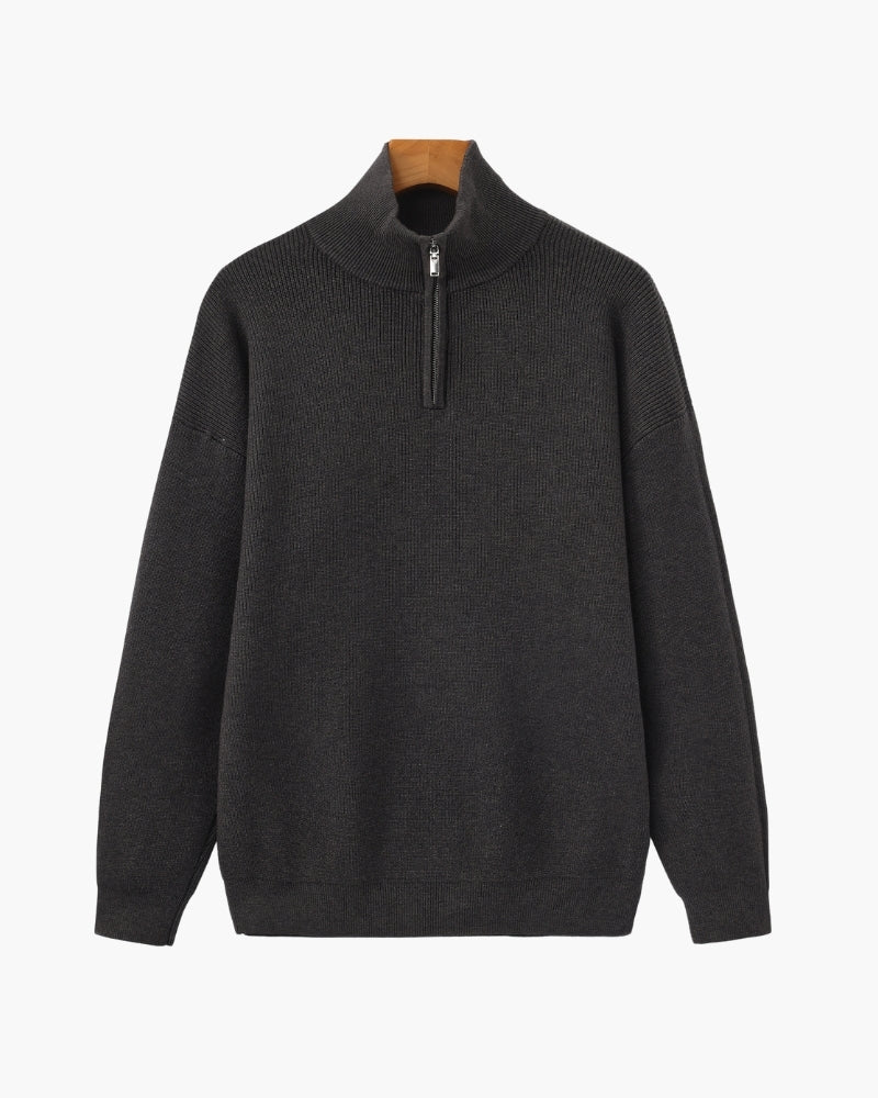 Pullover Uomo Mezzo Zip Maglia Tecnica Strutturata