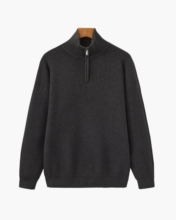 Pullover Uomo Mezzo Zip Maglia Tecnica Strutturata