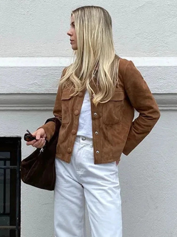 Giacca Donna in Pelle Scamosciata Capospalla Moda