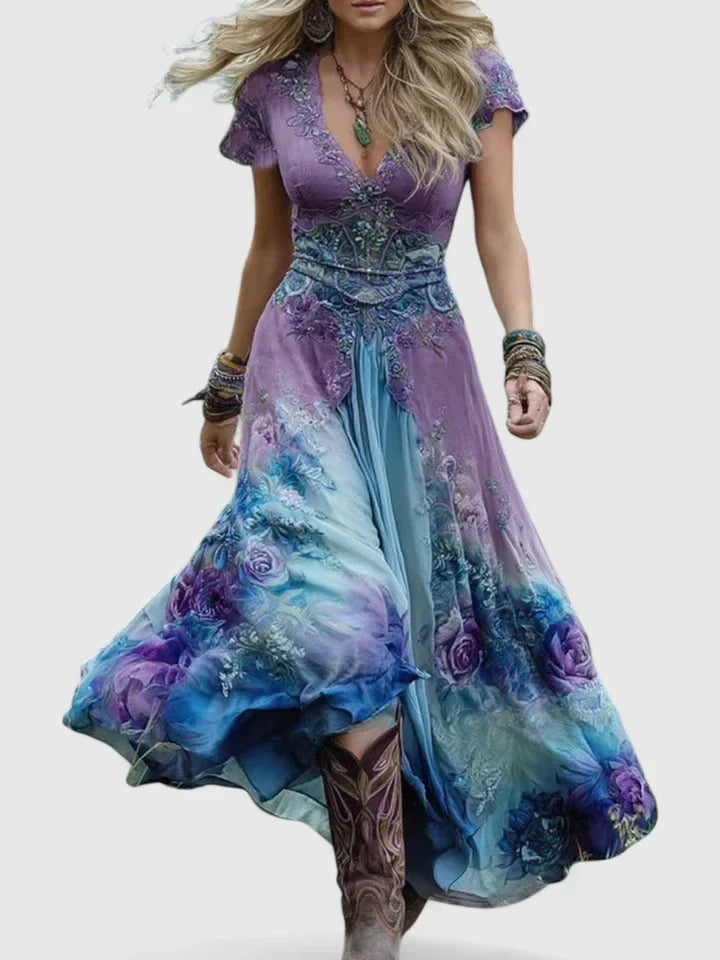 Abito Maxi Donna Elegante Vestibilità Scenica