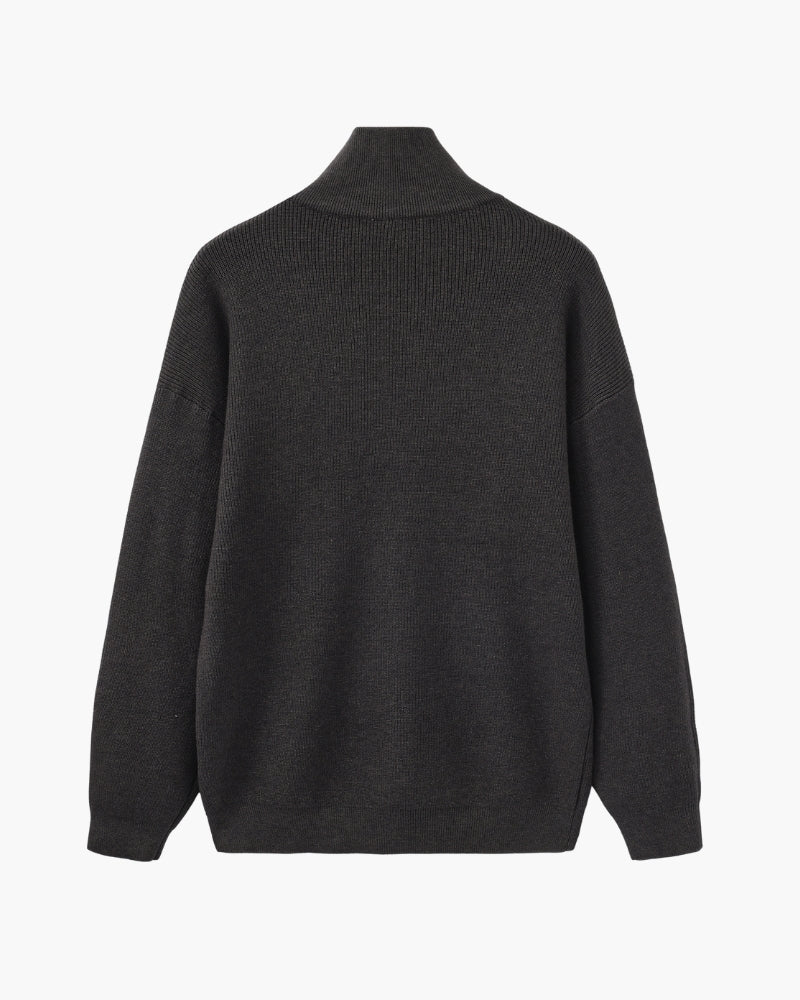 Pullover Uomo Mezzo Zip Maglia Tecnica Strutturata