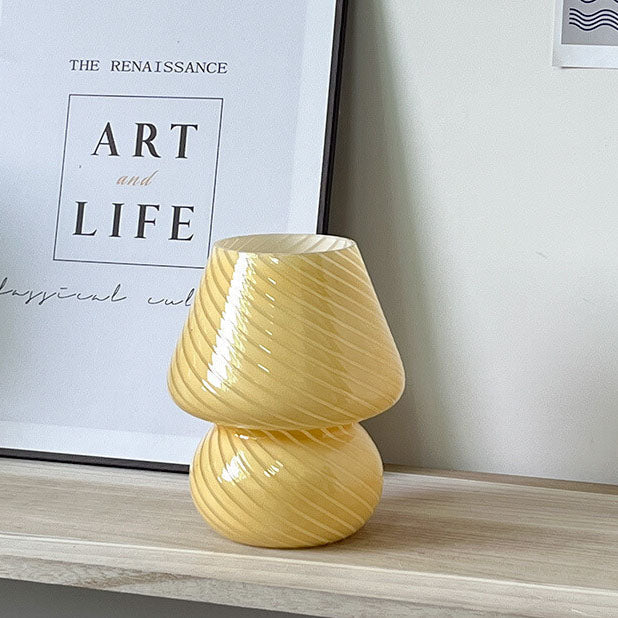 Lampada da Tavolo Vetro Spugna a Righe Stile Moderno Minimalista