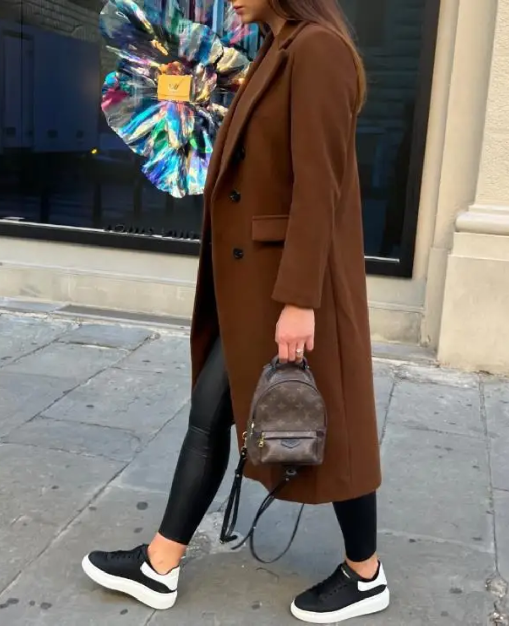 Trench lungo Donna Aderente Tessuto Confortevole Autunno Inverno