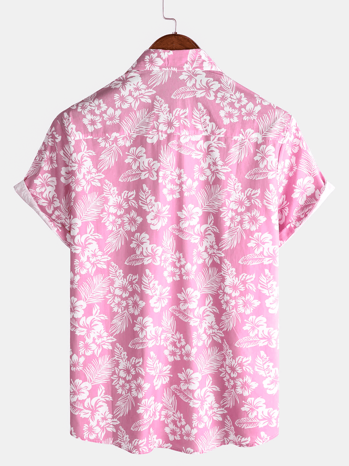 Camicia Uomo Maniche Corte Cotone Motivo Floreale