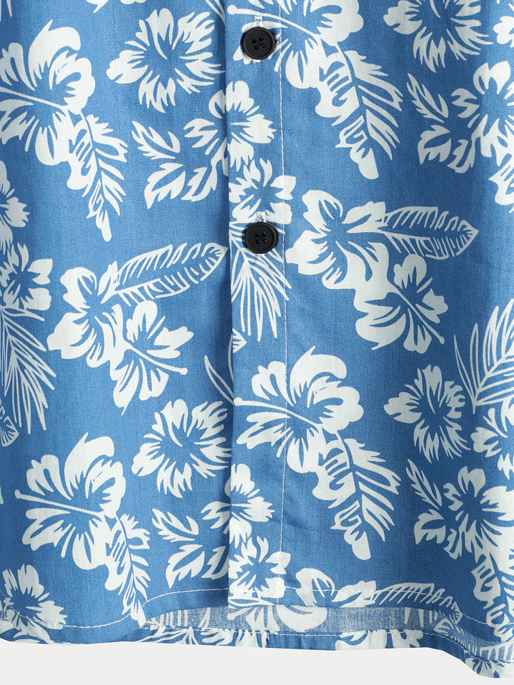 Camicia Uomo Maniche Corte Cotone Motivo Floreale