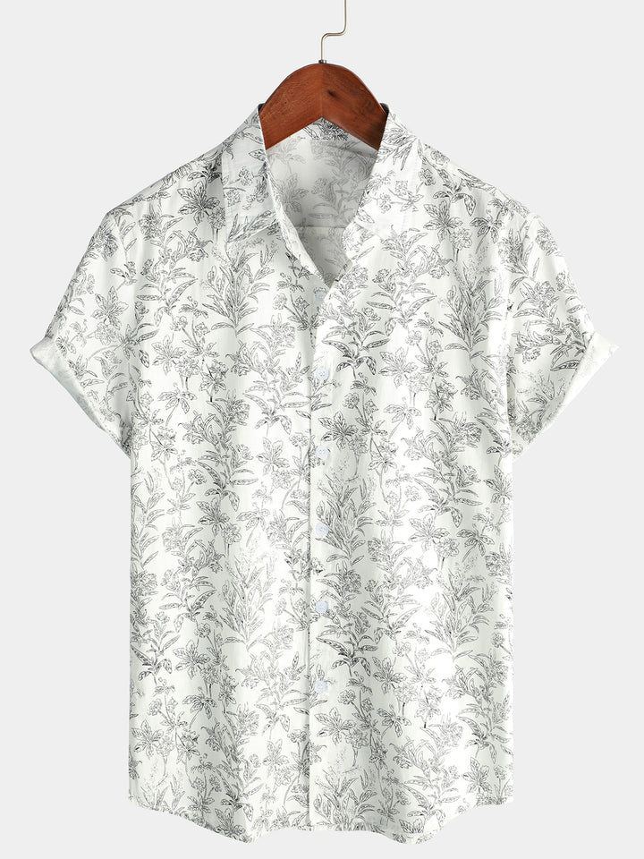 Camicia Uomo Cotone Maniche Corte Stile Hawaiano