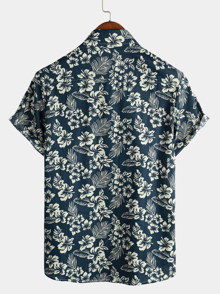 Camicia Uomo Cotone Maniche Corte Stile Hawaiano
