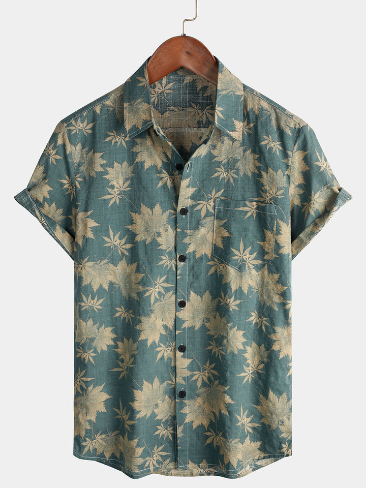 Camicia Uomo Cotone Maniche Corte Stile Hawaiano