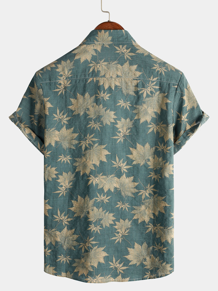 Camicia Uomo Cotone Maniche Corte Stile Hawaiano