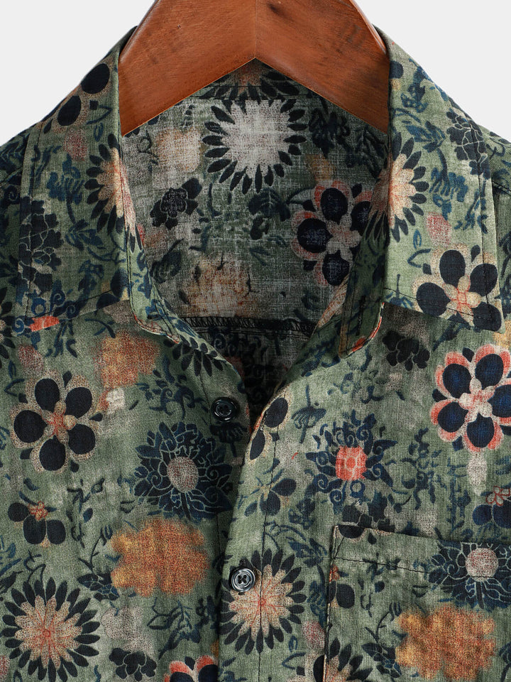 Camicia Uomo Cotone Maniche Corte Stile Hawaiano