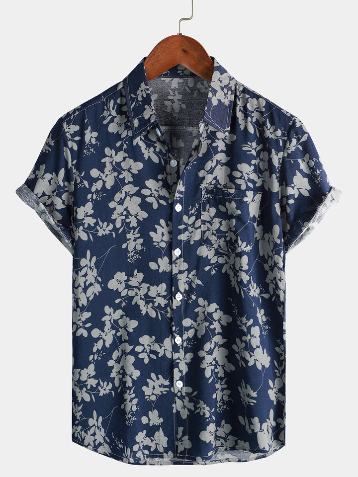 Camicia Uomo Cotone Maniche Corte Stile Hawaiano
