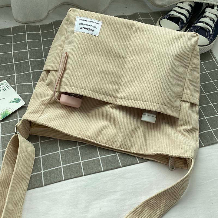 Borsa Tracolla Donna in Tela Velluto a Coste Classica Resistente
