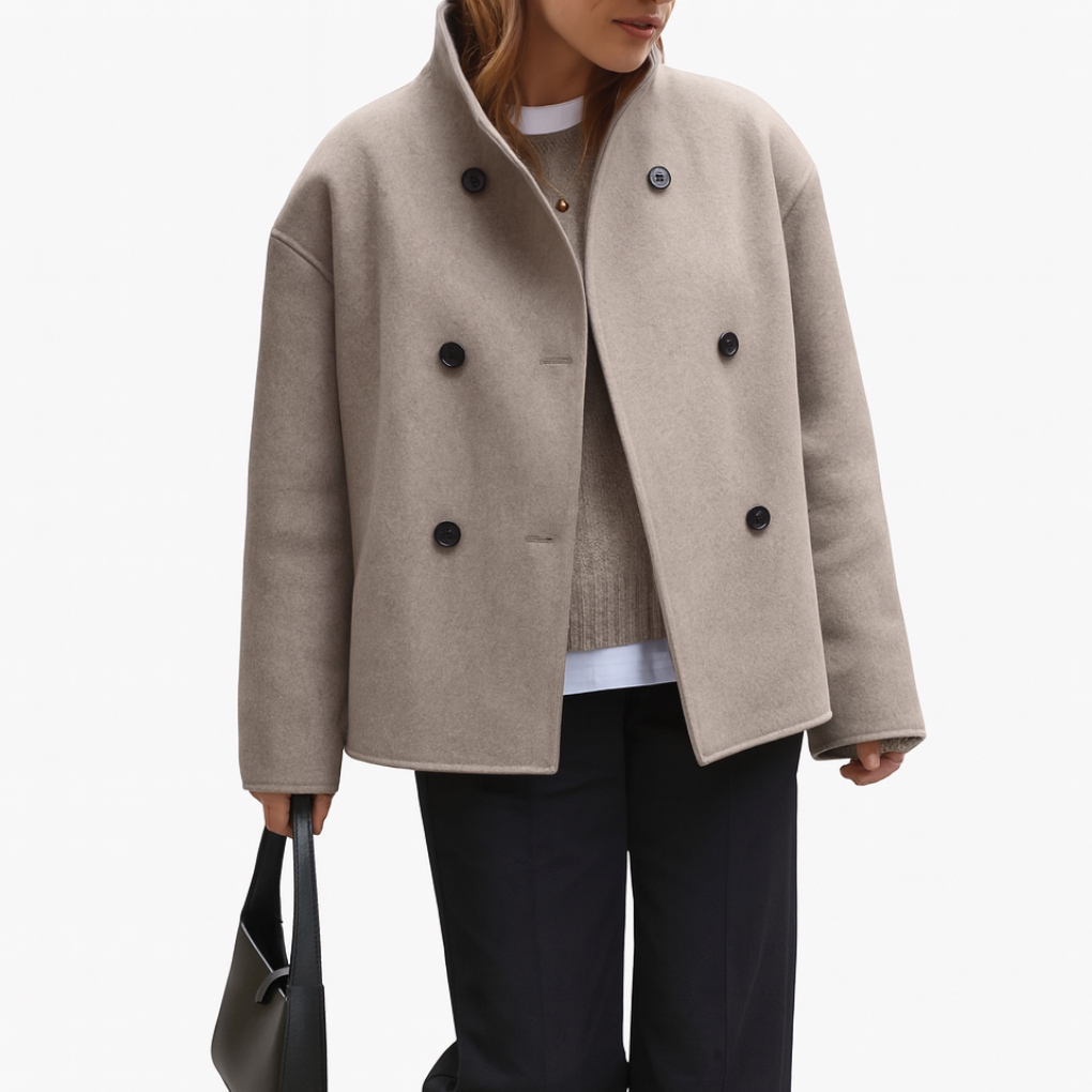 Giacca Donna Classica Doppiopetto Corto Vestibilità Oversize