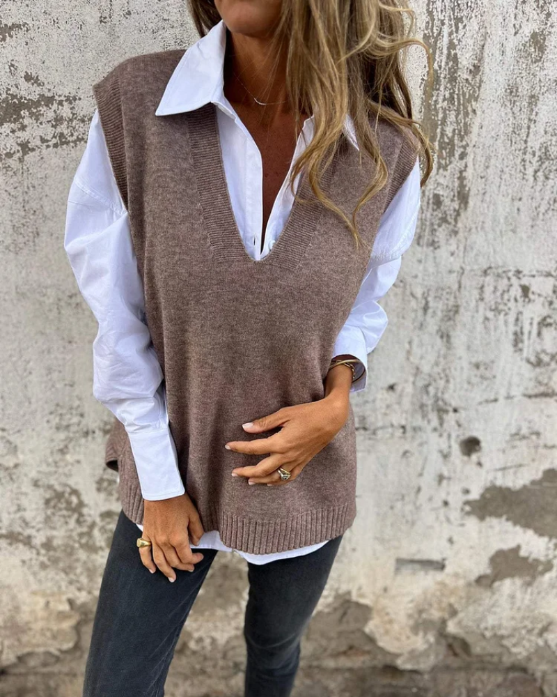 Gilet Donna in Maglia con Scollo a V Vestibilità Comoda - Vesarelli