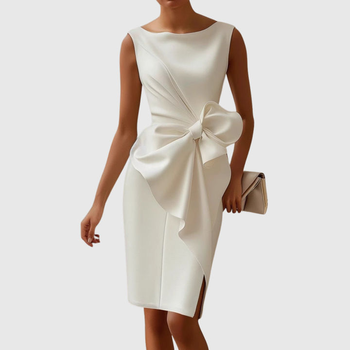 Abito Midi Donna Senza Maniche Linea Pulita Vestibilità Strutturata