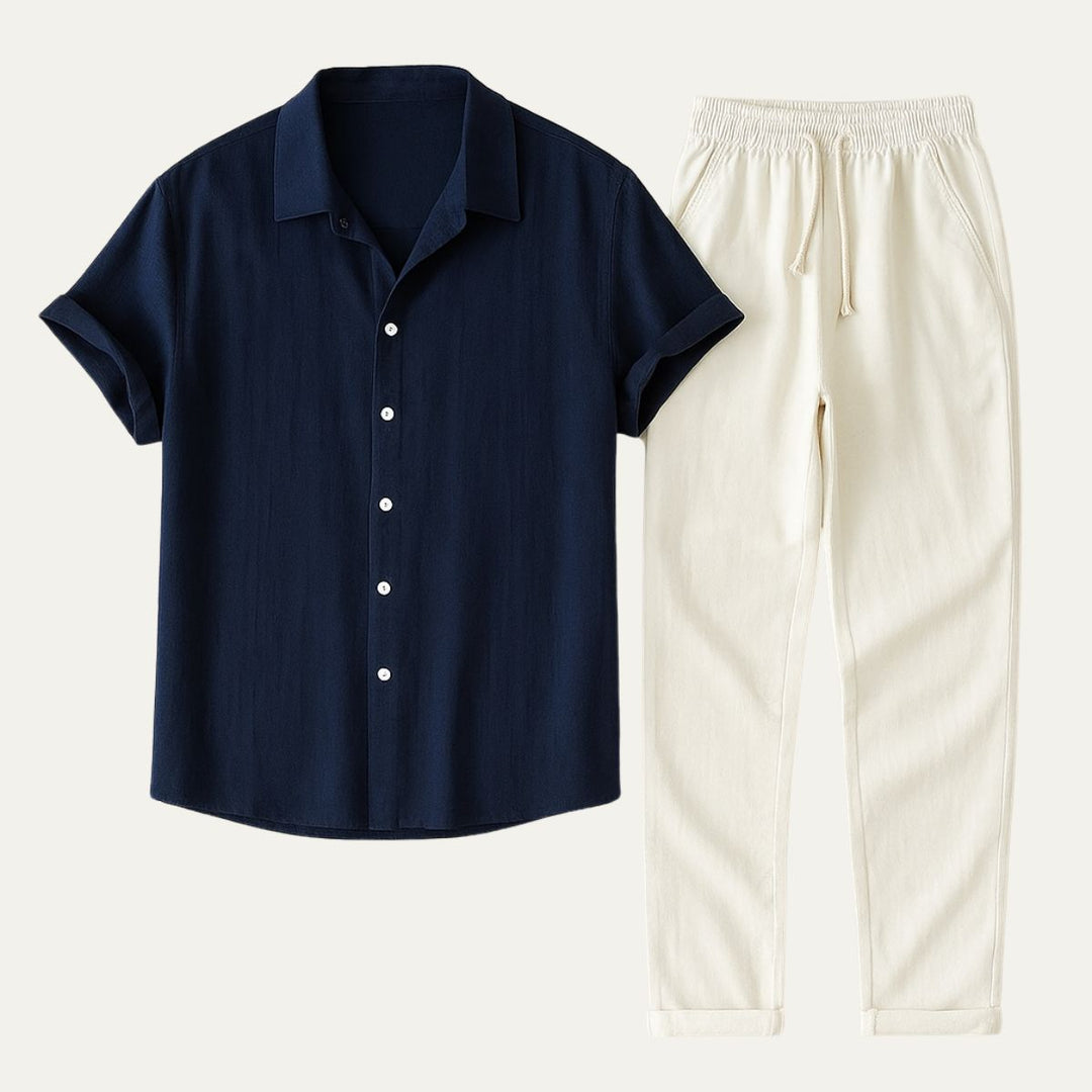 Set Estivo Uomo Pantaloni in Lino Stile Classico