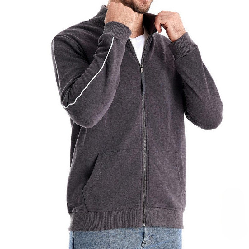 Felpa Uomo Casual Calda con Collo Alto Cerniera e Tasche - Vesarelli