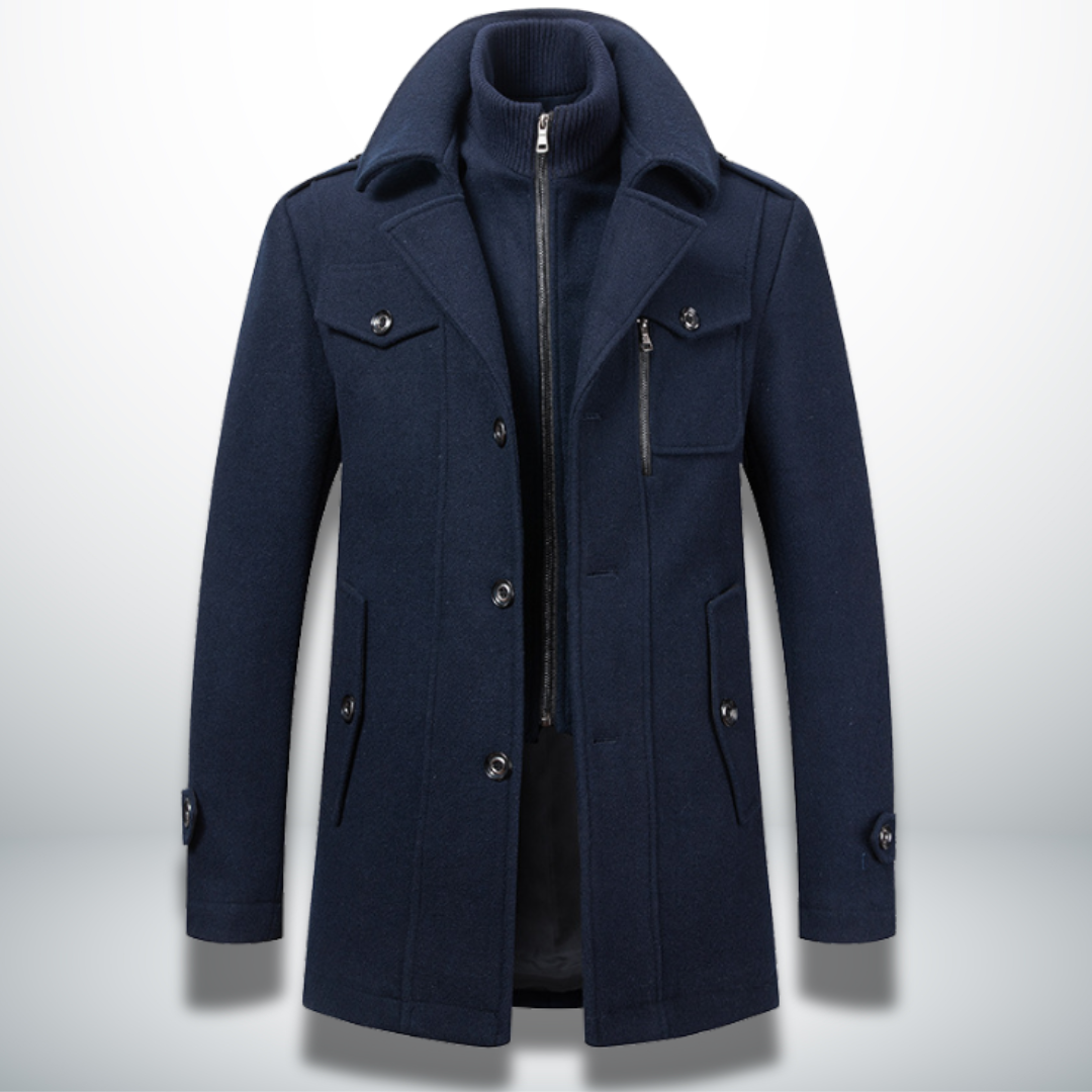 Cappotto Uomo in Misto Lana con Doppio Collo e Chiusura con Cerniera - Vesarelli