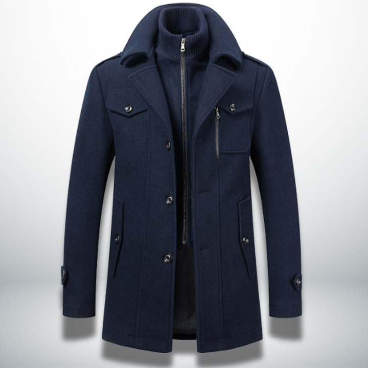 Cappotto Uomo in Misto Lana con Doppio Collo e Chiusura con Cerniera - Vesarelli