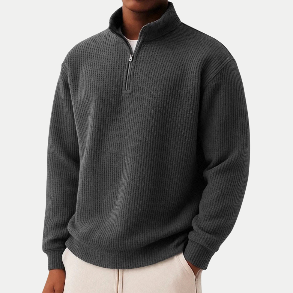 Maglione Uomo Maglia con Collo Zip Vestibilità Comfort