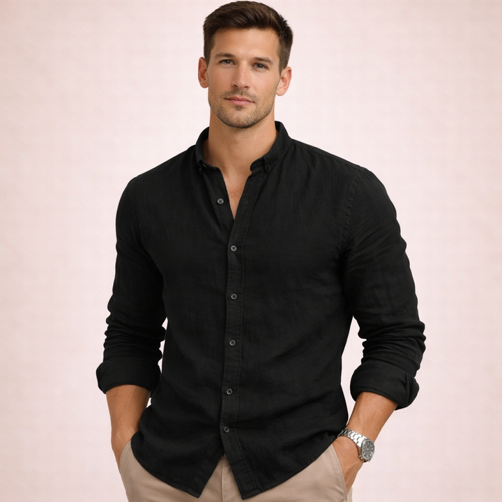Camicia Uomo in Lino Leggera Vestibilità Moderna