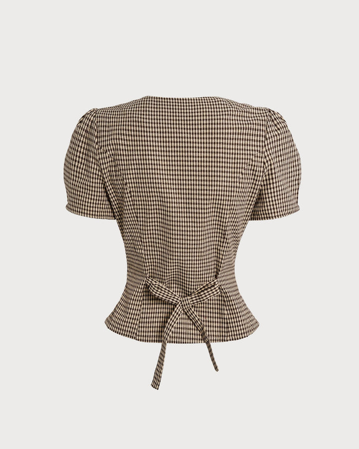 T-shirt Donna in Cotone Motivo Quadri Classica - Vesarelli