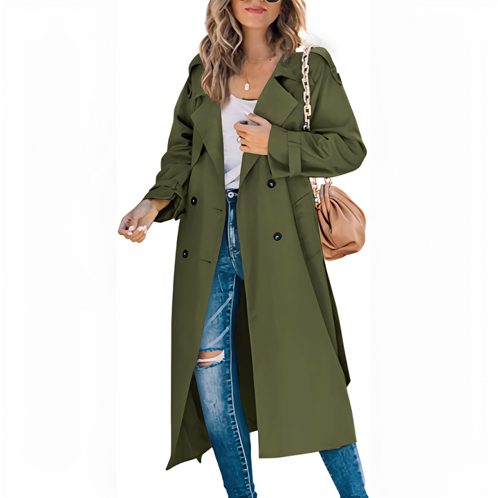 Cappotto Lungo Donna Doppiopetto Antivento Classico