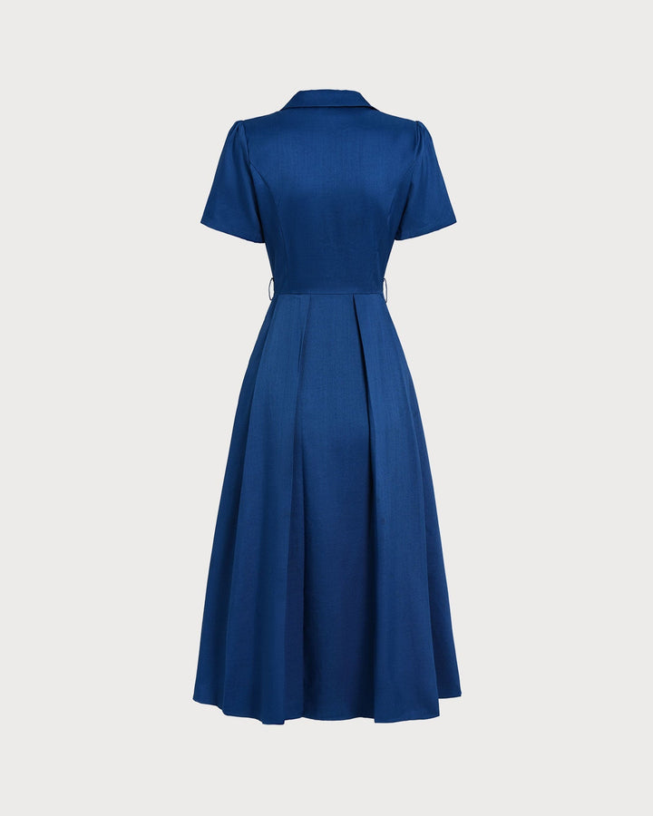 Abito Midi Donna Plissettato con Bottoni Frontali