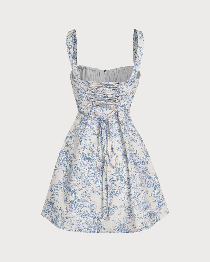 Abito Mini Donna Floreale Corsetto Arricciato Linea A