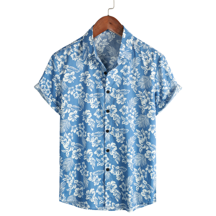 Camicia Uomo Maniche Corte Cotone Motivo Floreale - Vesarelli