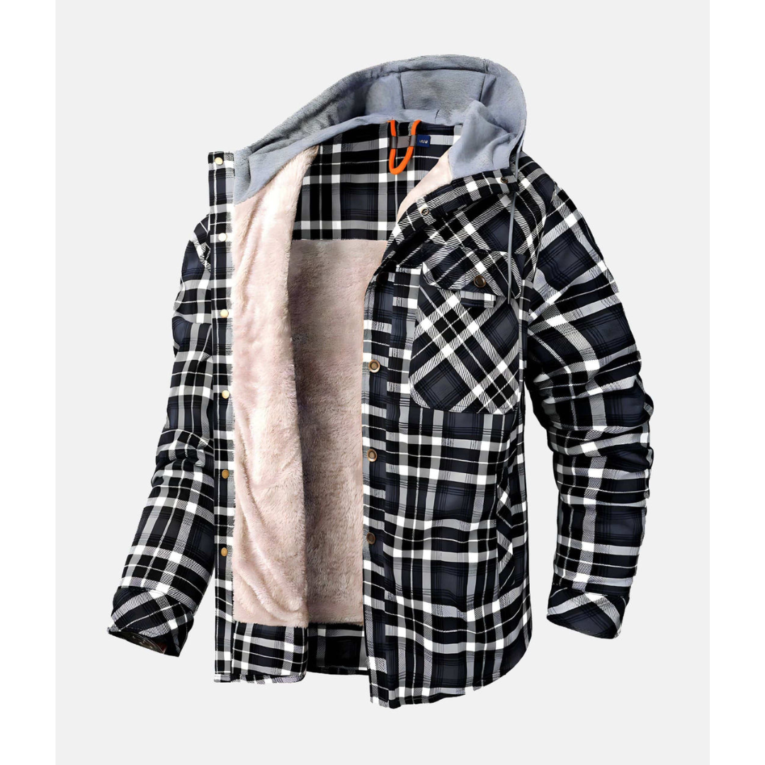 Giacca Uomo Quadri Bottoni con Cappuccio Stile Casual - Vesarelli