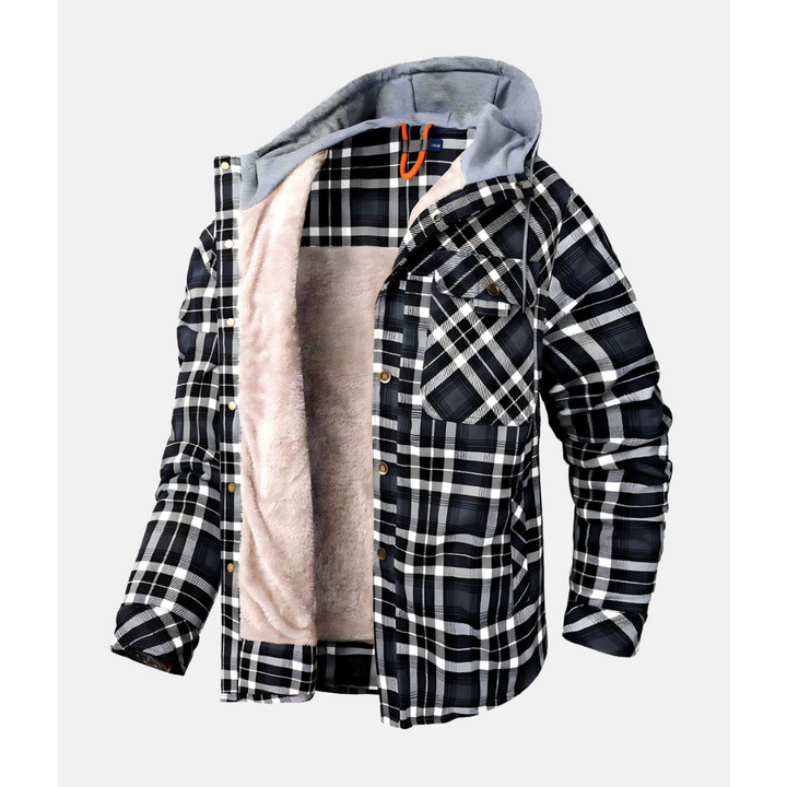 Giacca Uomo Quadri Bottoni con Cappuccio Stile Casual - Vesarelli