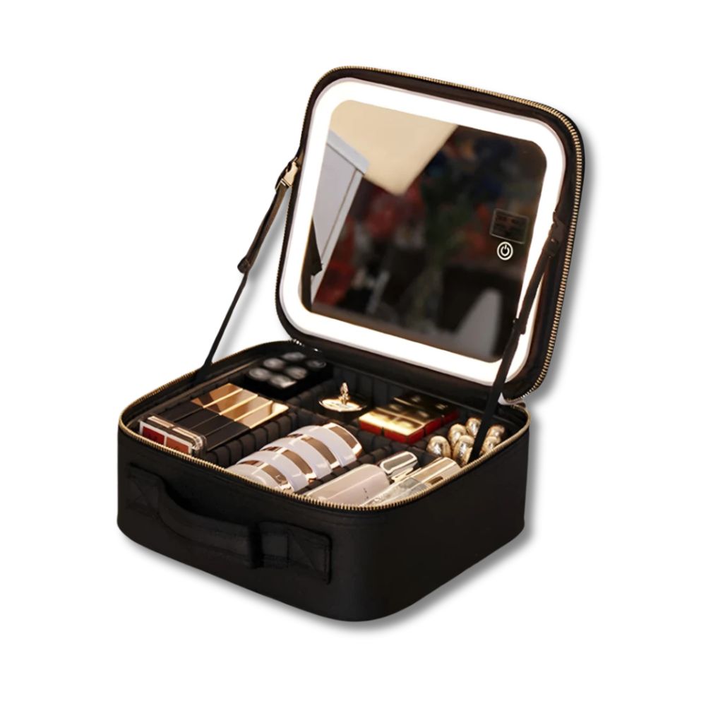 Custodia Cosmetica con Specchio e Luce LED Portatile Elegante - Vesarelli