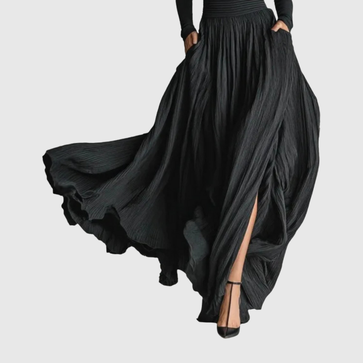 Completo Donna Gonna Lunga a Pieghe Elegante