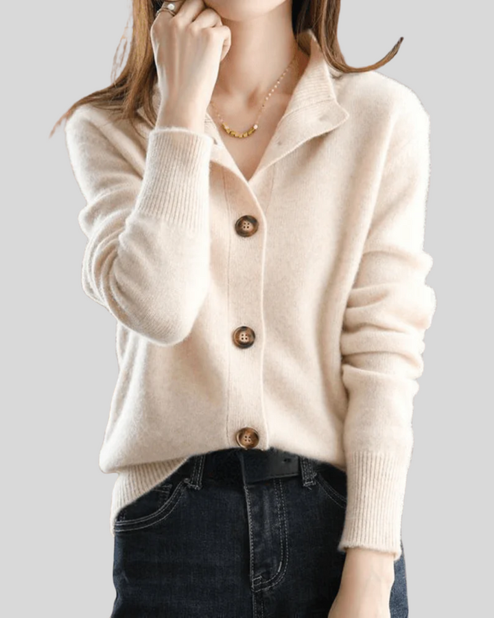 Cardigan Donna Misto Lana Maglia Morbida Scollo a V Bottoni Frontali