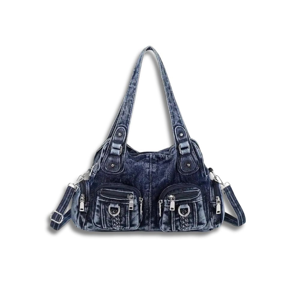 Borsa a Tracolla Donna in Denim Lavato Stile Vintage - Vesarelli