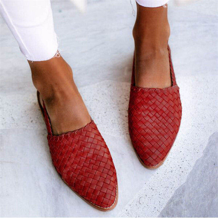 Sandali Donna Intrecciati in Pelle Cinturino Slingback Punta Chiusa