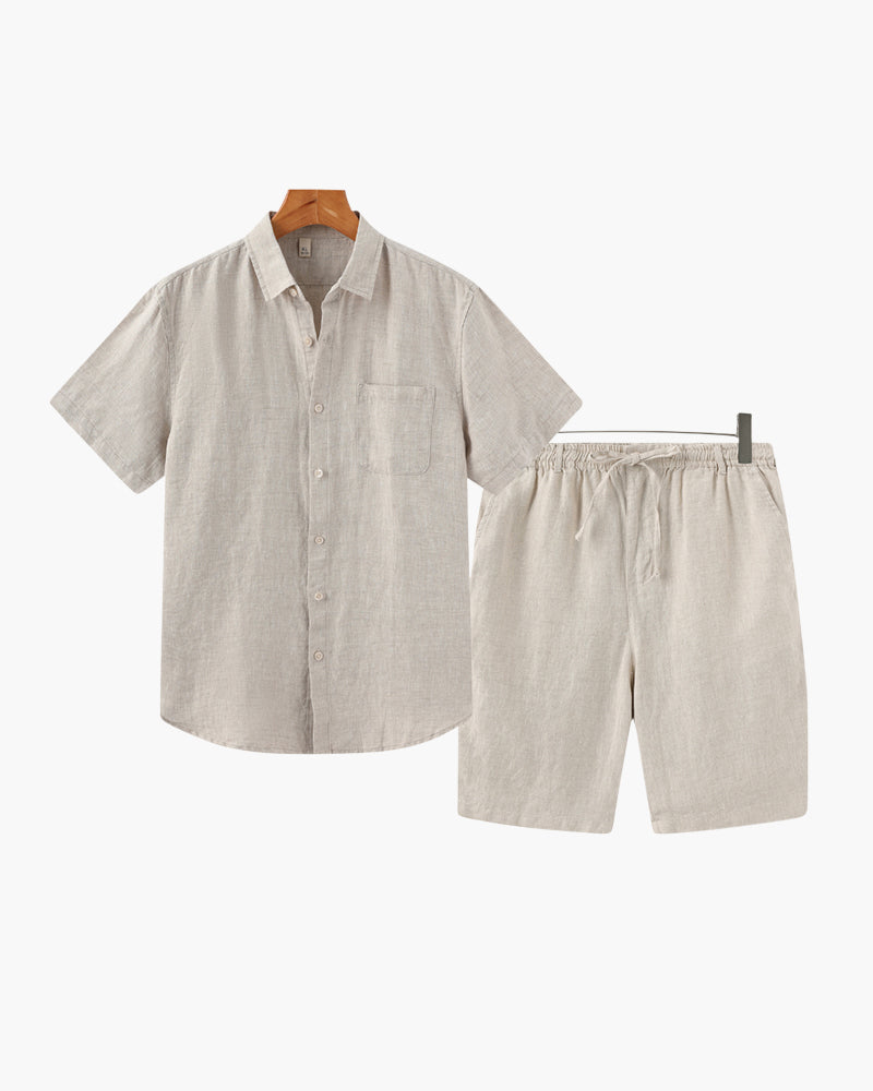 Completo Estivo Uomo Camicia e Pantaloni Corti in Lino - Vesarelli