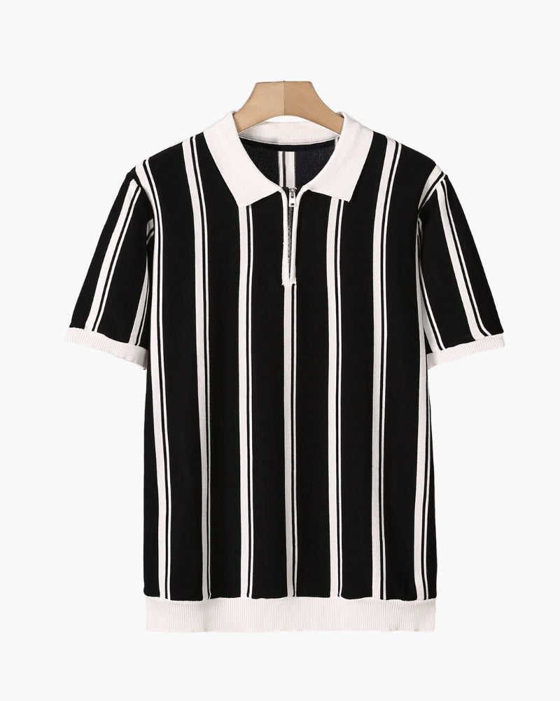 Polo Uomo in Maglia Mezza Zip Righe Verticali - Vesarelli