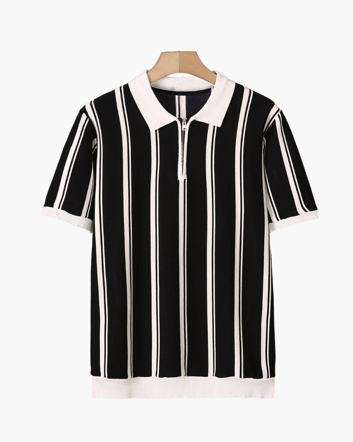 Polo Uomo in Maglia Mezza Zip Righe Verticali - Vesarelli