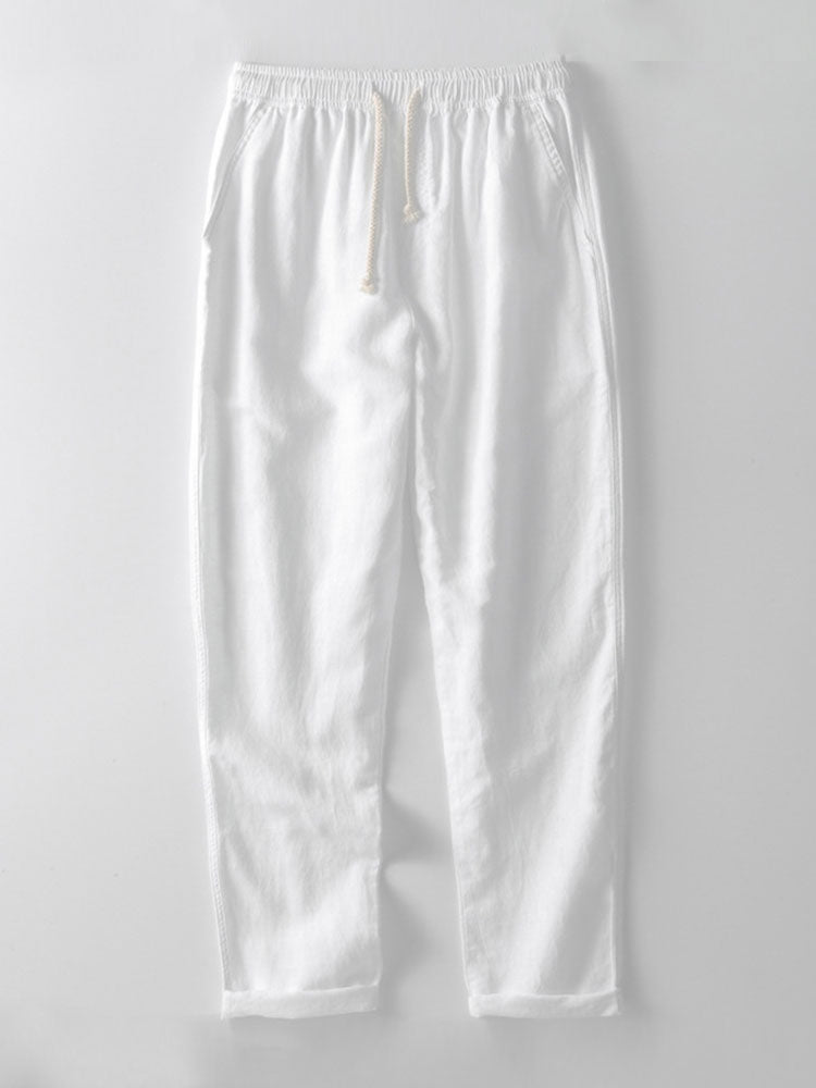 Completo Uomo Lino Camicia e Pantaloni Casual Estivo Leggero