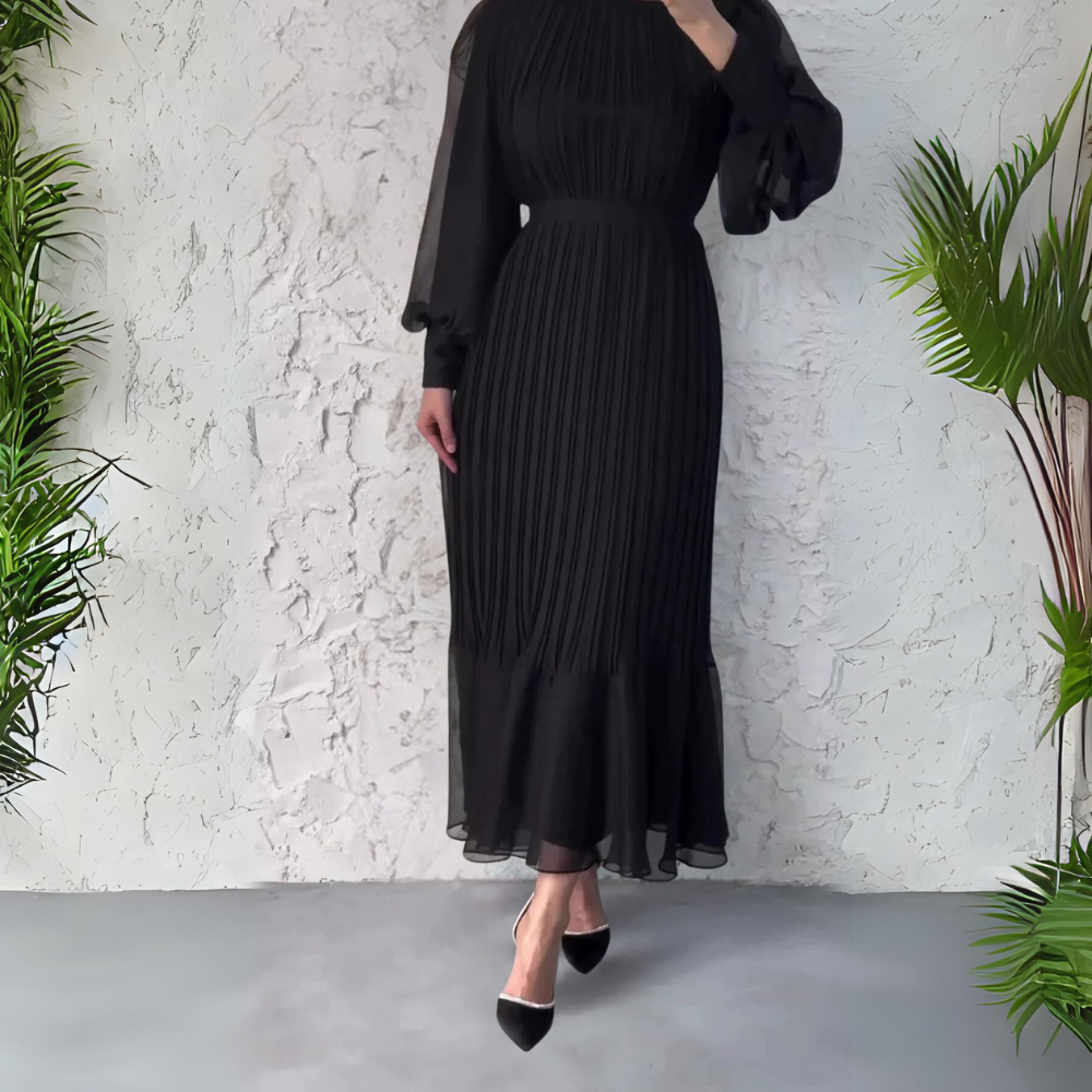 Abito da Sera Donna Elegante a Pieghe Vestibilità Classica