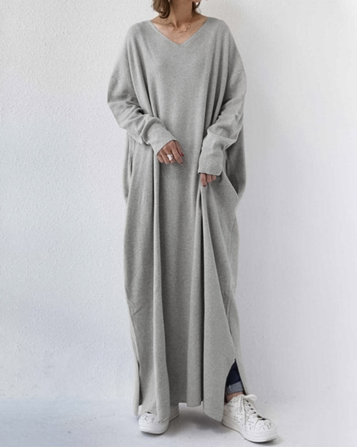 Abito Lungo Donna Casual Maniche Lunghe Vestibilità Ampia - Vesarelli