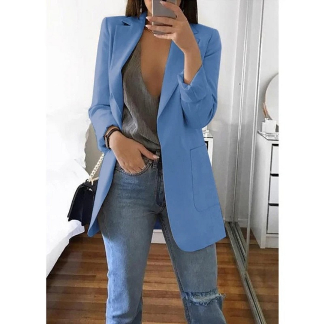 Blazer Lungo Donna Tessuto Elegante Classico - Vesarelli