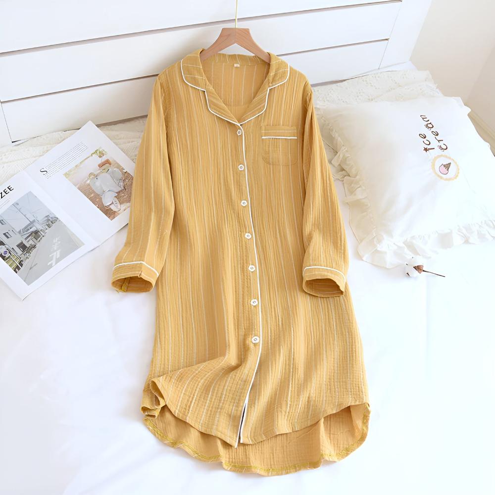 Pigiama Camicia Donna Maniche Lunghe Stile Classico