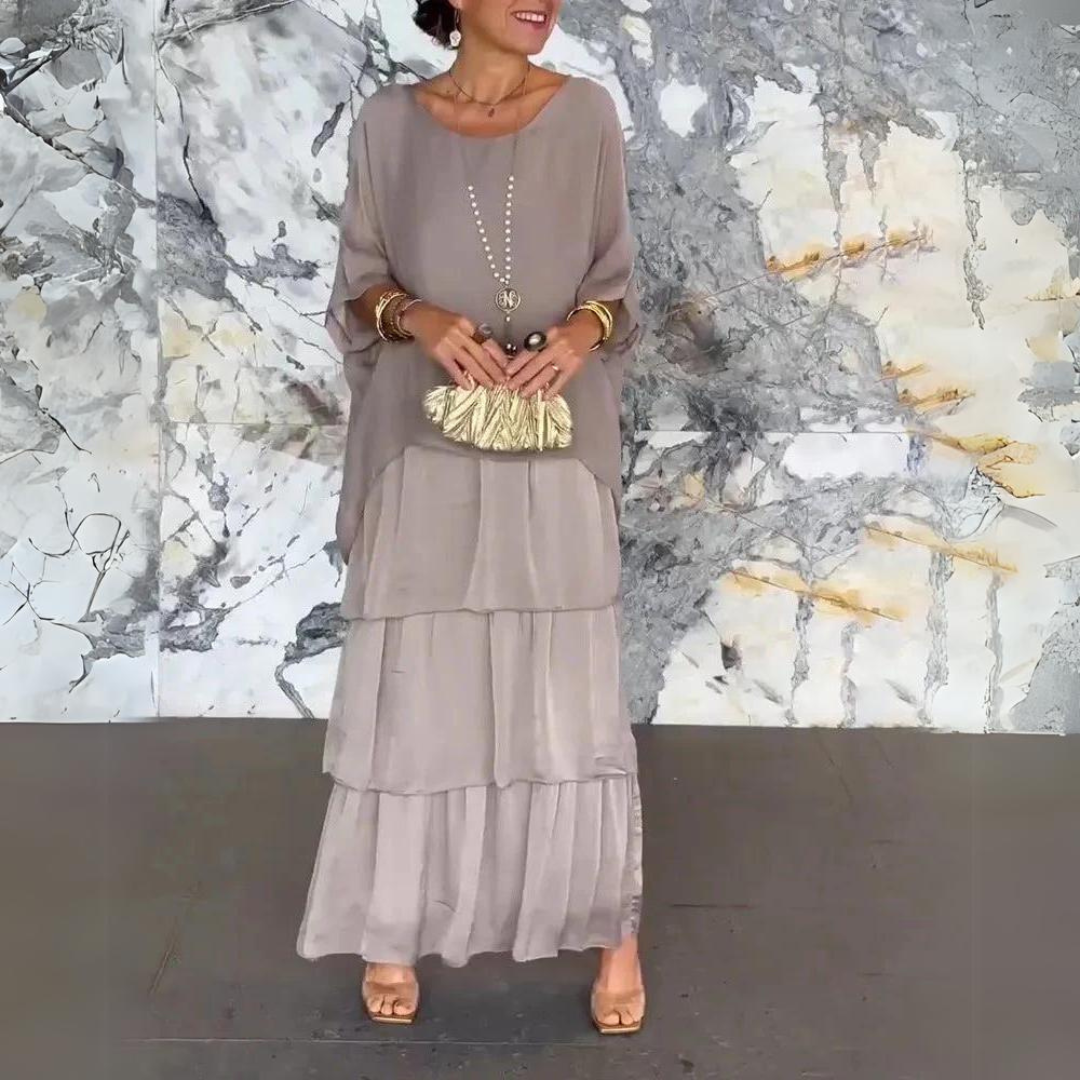 Vestito Lungo Donna Tessuto Autunnale Stile Elegante - Vesarelli