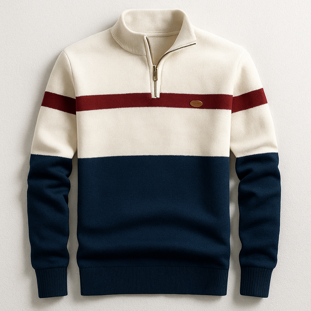Maglione Uomo con Zip al Collo Vestibilità Comfort