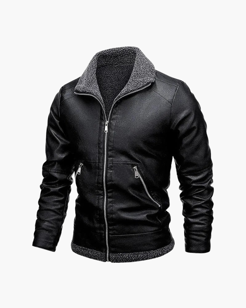 Giacca Uomo in Pelle con Interno in Fleece Morbido - Vesarelli