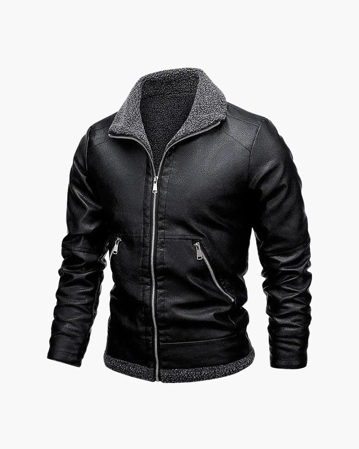 Giacca Uomo in Pelle con Interno in Fleece Morbido - Vesarelli