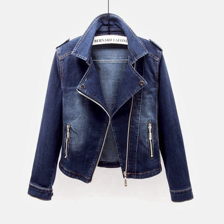 Giacca Donna in Denim Slim con Cerniera Corta